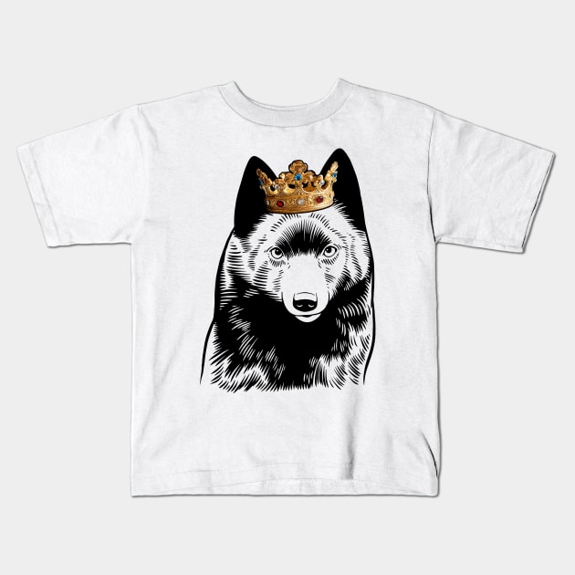 Schipperke Dog King Queen Wearing Crown Kids T-Shirt by millersye